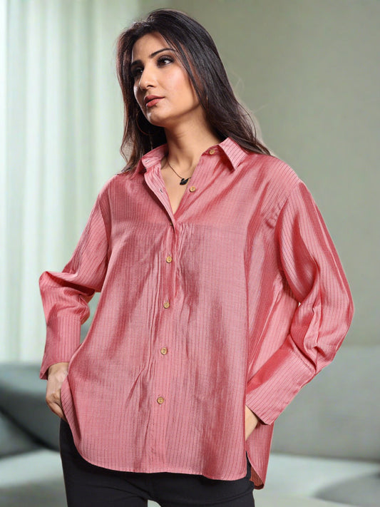 Pastel Peach Free Size oversized Shirt for women