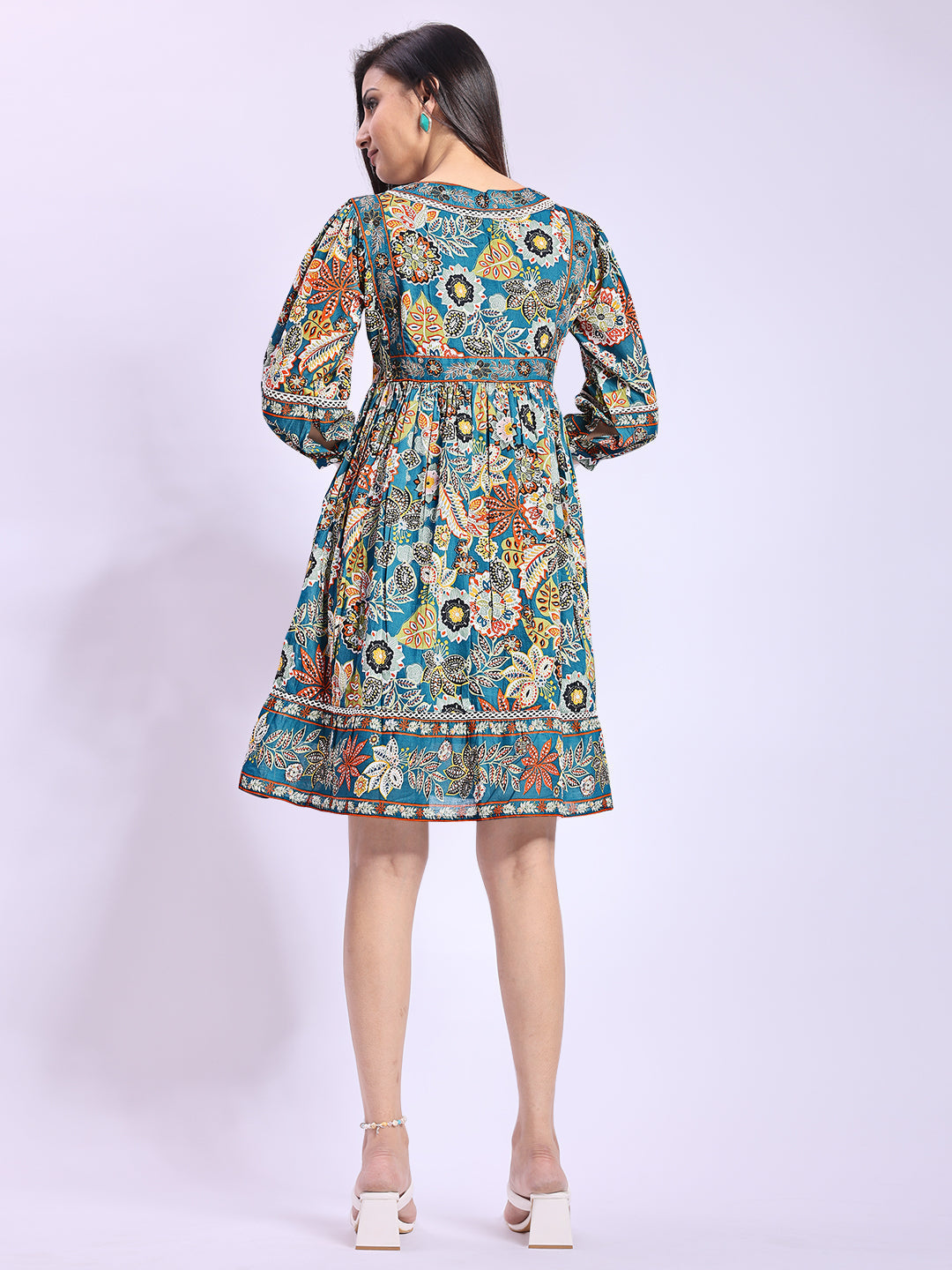 Embellished Garden Cotton Tunic Dress