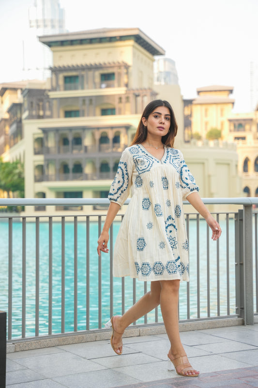 Embrace the Heat in Style: Summer Cotton Embroidery Tunic Dress